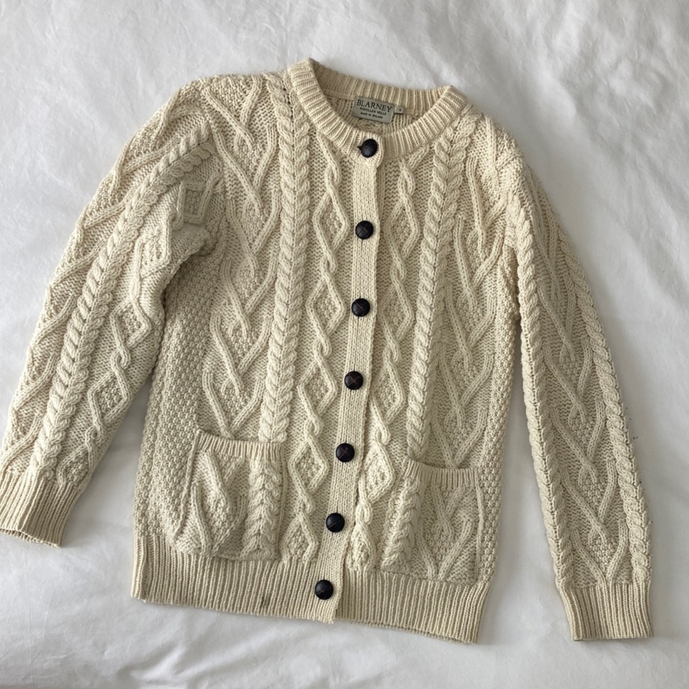Blarney cream knit button front sweater